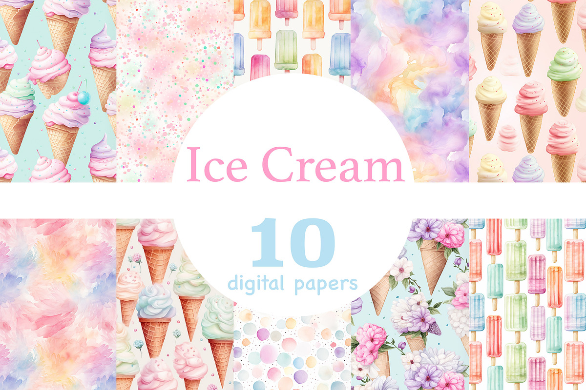 Ice Cream Papers | Pastel Pattern, a Pattern Graphic by GlamArtZhanna (Photo 1 of 4)