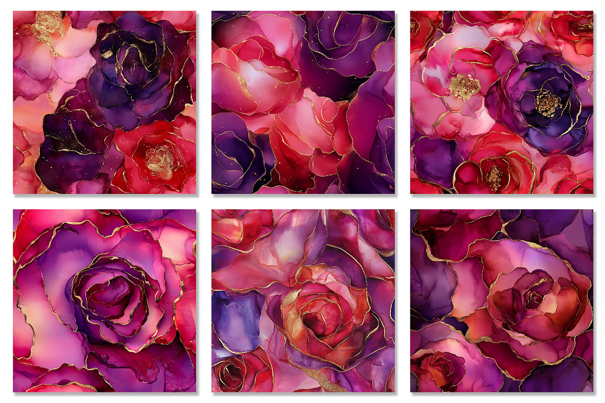 Alcohol Ink Rose Seamless Pattern, a Texture Graphic by Dream Creation (Photo 5 of 6)