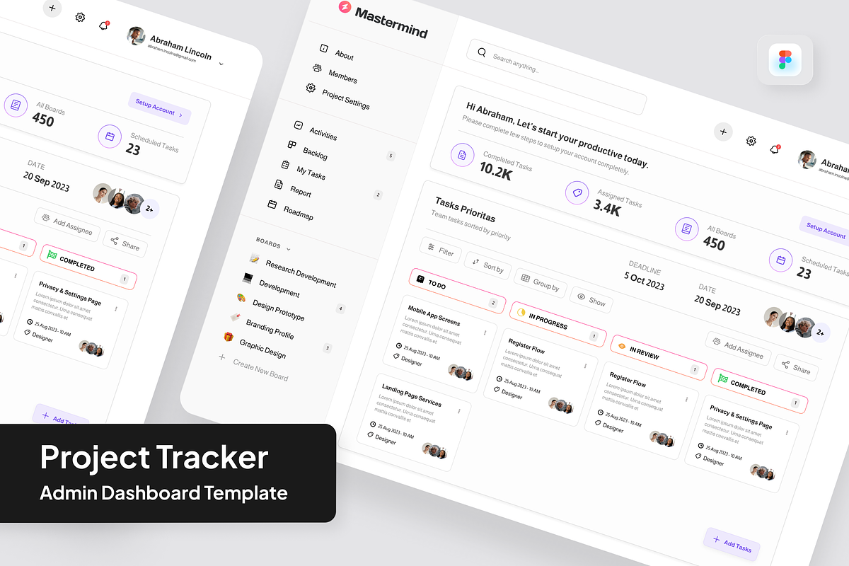 Project Tracker Admin Dashboard, an UI Kit Template by SquidPixey (Photo 1 of 5)