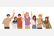 People celebrating with sparklers, a Decorative Illustration by Good Studio (Thumbnail 2 of 3)