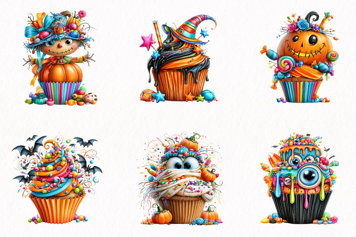 Halloween Cupcake Clipart Set, a Seasonal Illustration by fashionaddict (Photo 2 of 7)