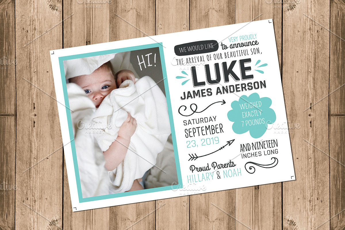 Baby Announcement Card, a Card Template by Cyrah's Collection (Photo 3 of 3)