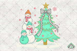 Coquette Glitter Christmas Snowman, an Illustration by Craft Nest