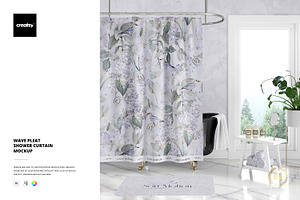 Wave Pleat Shower Curtain Mockup