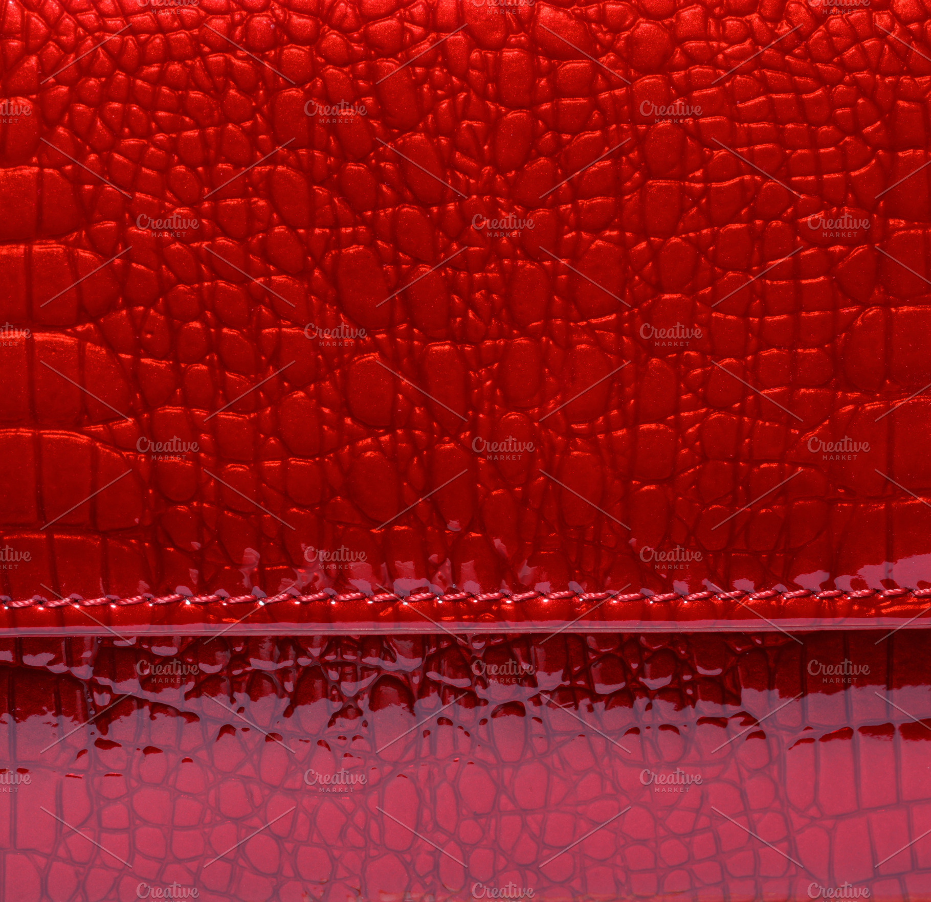 Texture of red glossy artificial leather with imitation crocodil, a Beauty & Fashion Photo by ndanko