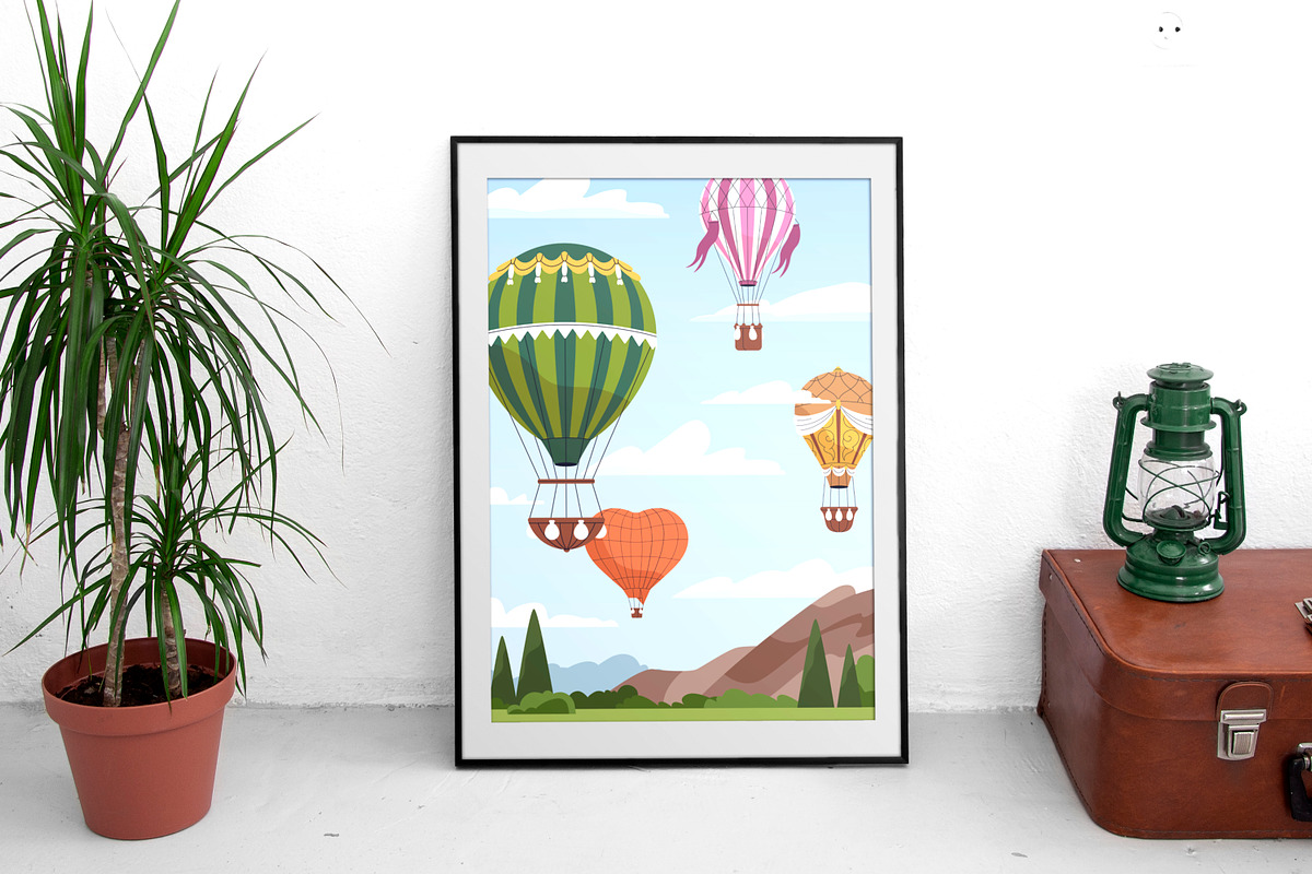 Hot air balloons flying templates, a Transportation Illustration by Good Studio (Photo 6 of 8)