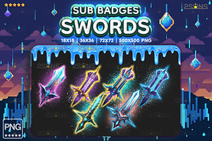 6 RPG Swords Sub Badges, Halloween