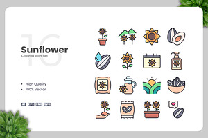 Sunflower Colored Icons, an Icon by Upnowgraphic