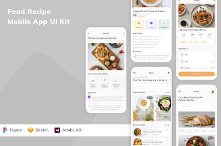 Food Recipe Mobile App UI Kit, an UI Kit Template by Betush