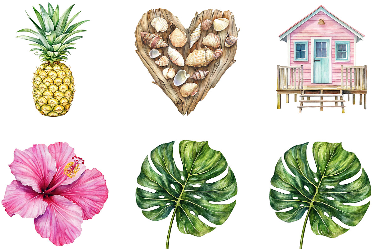 Watercolor Beach Clipart, an Illustration by Designking (Photo 4 of 5)