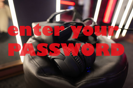 Enter your password concept. Professional headphones with microp, a Technology Photo by AS photostudio