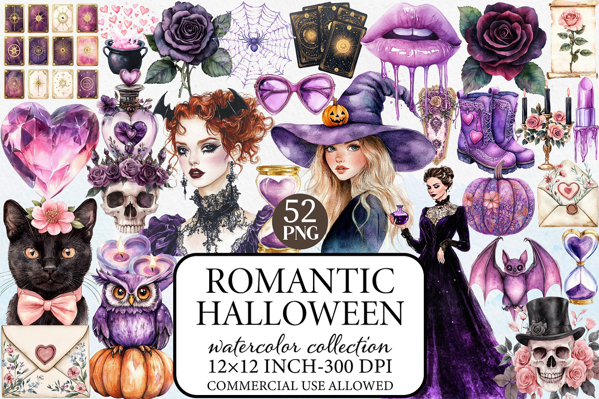 Romantic Halloween Clipart, an Illustration by Libby Wishes (Photo 1 of 7)
