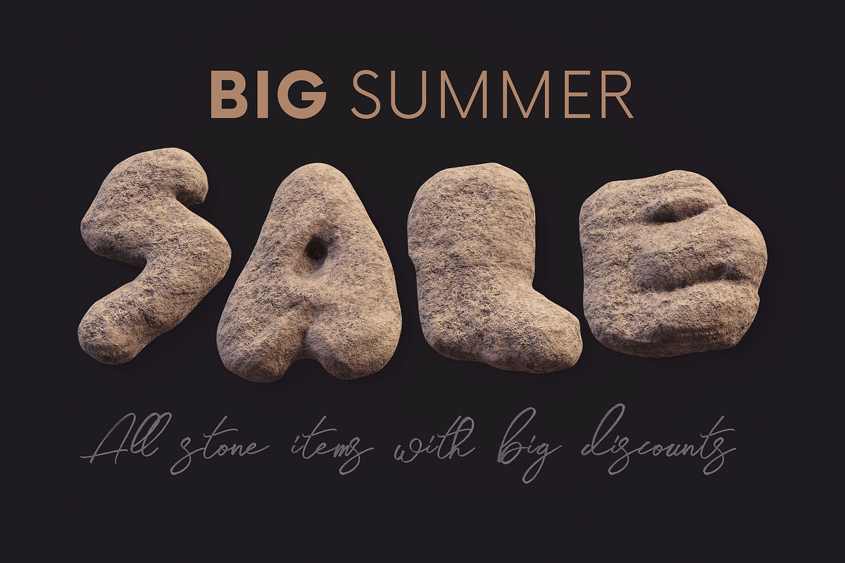 Rough Stone - 3D Lettering, a Graphic by MIIM (Photo 5 of 7)
