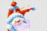 Funny Santas Clipart Watercolor, a Decorative Illustration by ElephantArts (Thumbnail 4 of 10)