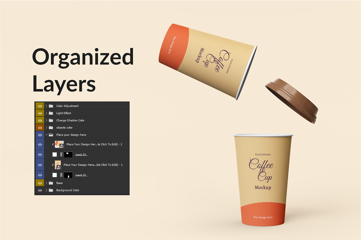 Coffee bag and coffee cup mockup, a Cups & Container Mockup by Runend (Photo 2 of 22)