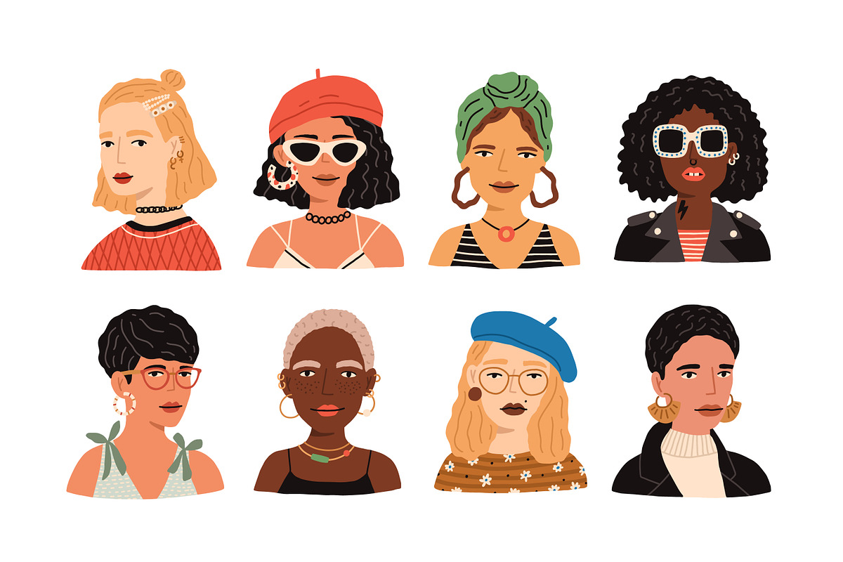 Modern women portraits set, a Person Illustration by Good Studio (Photo 2 of 6)