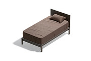 Brown Wooden Single Bed 3D Model, an Object 3D Model by rebrandy (Thumbnail 5 of 10)