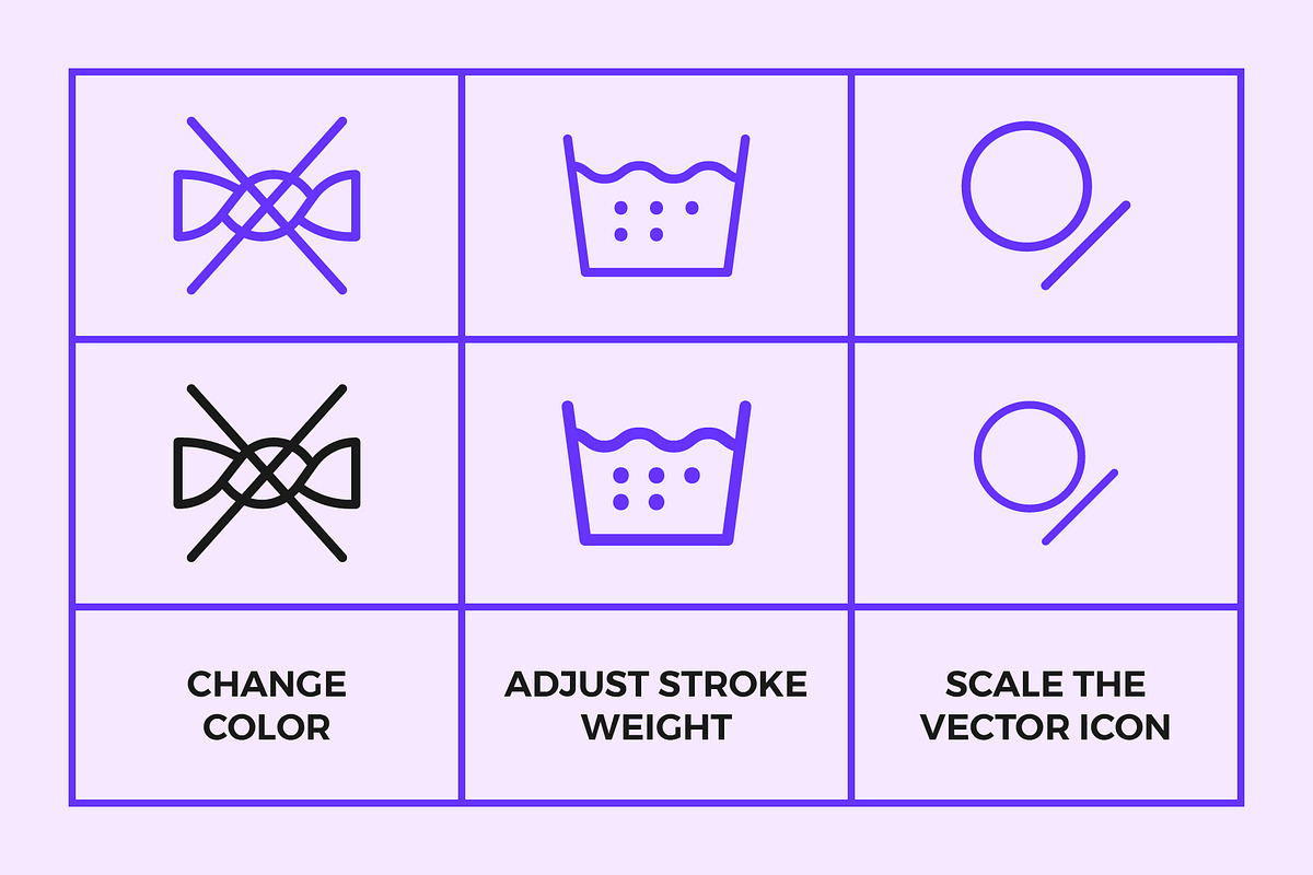 Laundry Symbols | Line icons, an Outline Icon by Abstracto-Create (Photo 2 of 7)