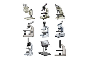 microscope set cartoon vector, an Object Illustration by pikepicture