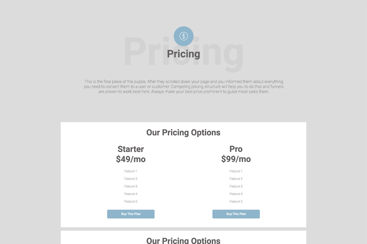 Konvert Landing Page Builder, a Wireframe Template by Web Donut (Photo 11 of 12)