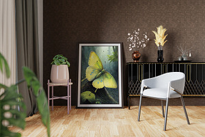 Watercolor Green Butterfly Artwork