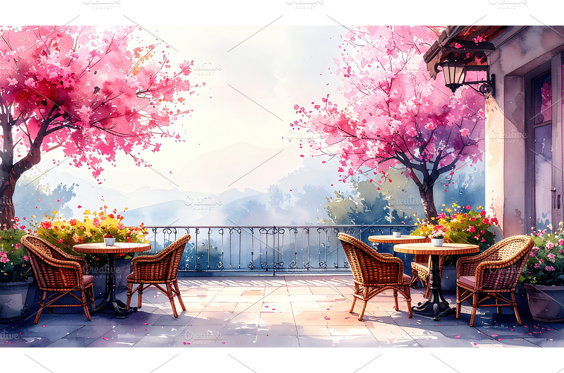 Outdoor terrace with wicker chairs, a Nature Photo by Igor Tichonow