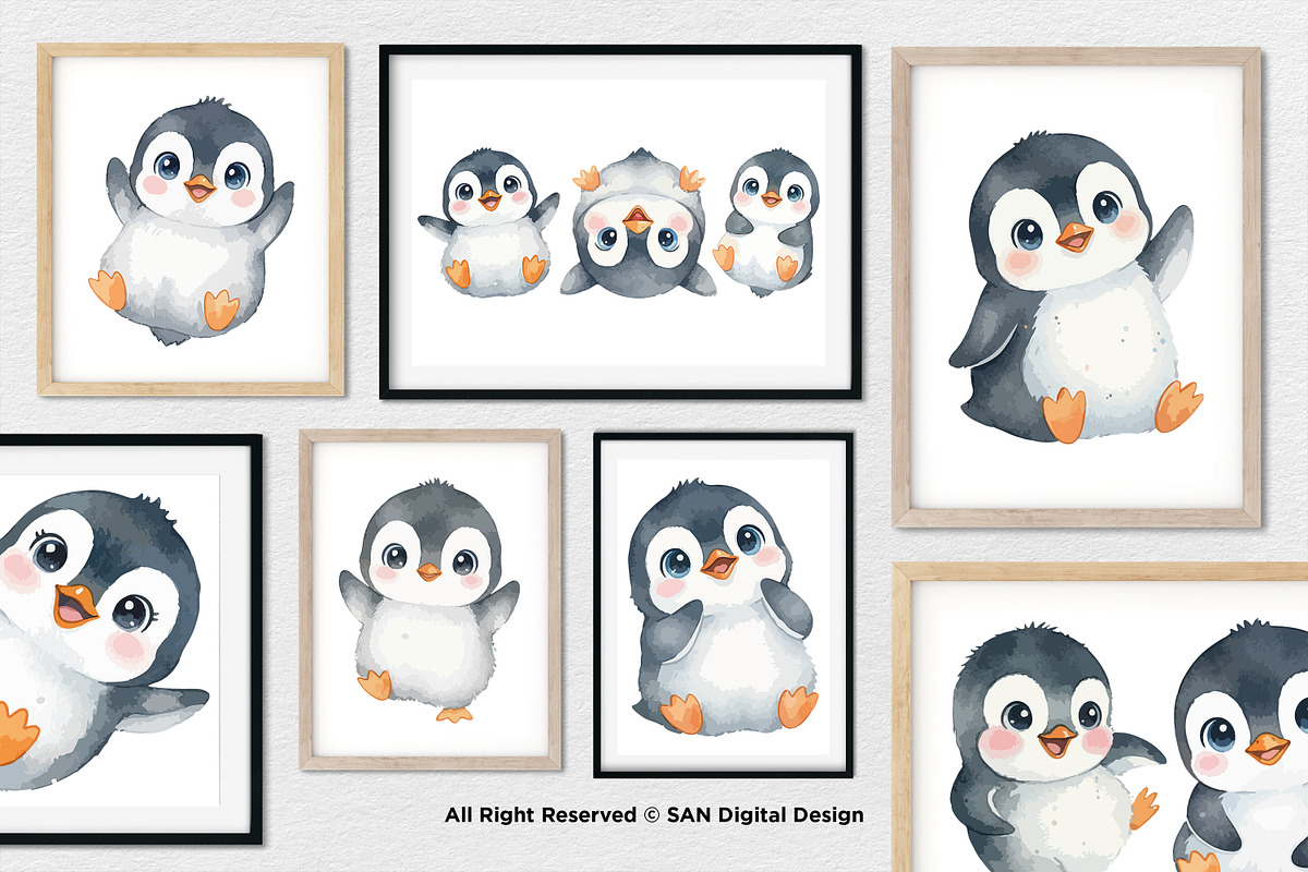 15 Bundle Watercolor Cute Penguin, an Animal Illustration by Morspective (Photo 4 of 8)