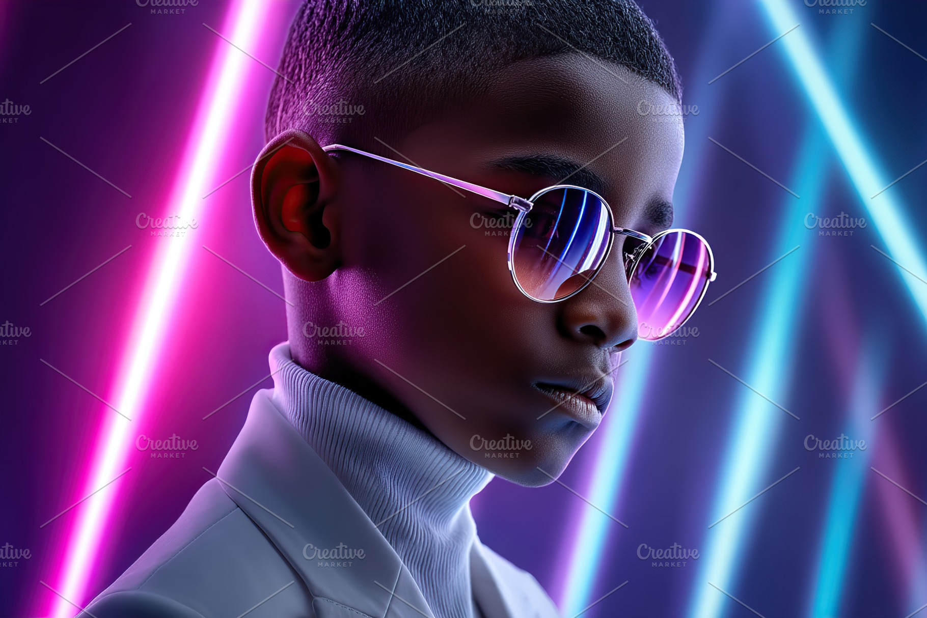 Stylish boy showcasing impressive dance moves against vibrant neon lights, a Beauty & Fashion Photo by AlyaAnd