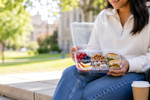 Snackle box with assorted snacks out, a Photo by Dvoevnore photos