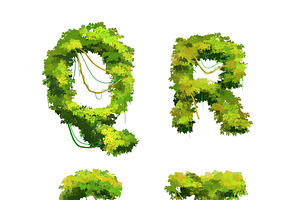 Vines And Bushes Font On White