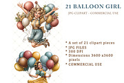 Balloon girl Clipart JPG, a Person Illustration by Memories By Lea (Thumbnail 2 of 18)