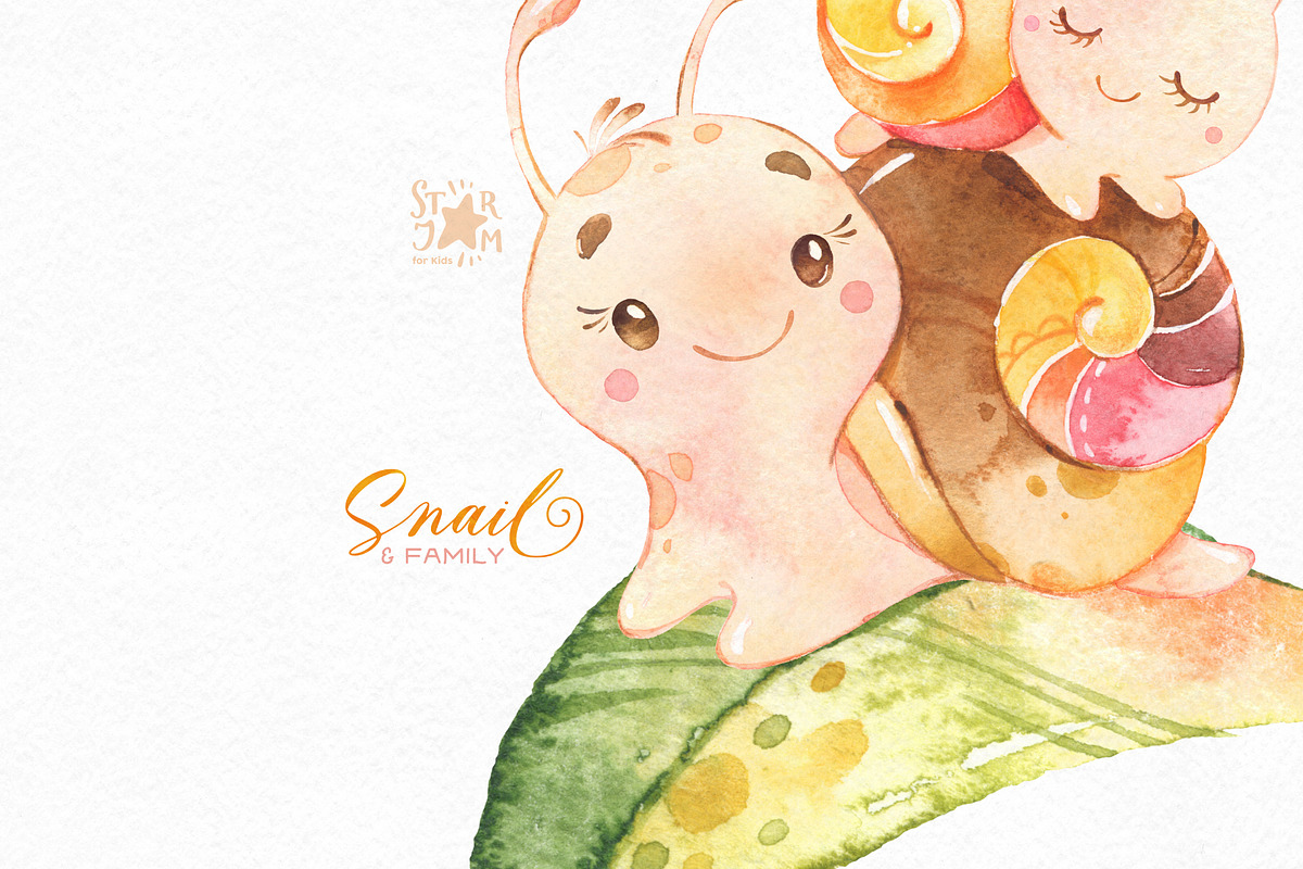 Snail & Family. Cute Collection, an Illustration by StarJam (Photo 4 of 5)