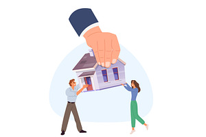 Tagged big legal hand takes home, an Object Illustration by Vectorbuum