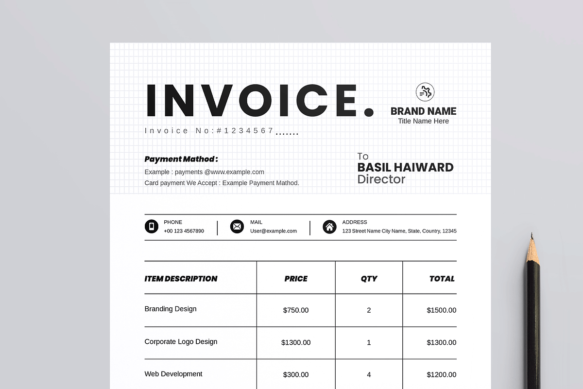 Invoice Template, a Stationery Template by MightyDesign (Photo 2 of 8)