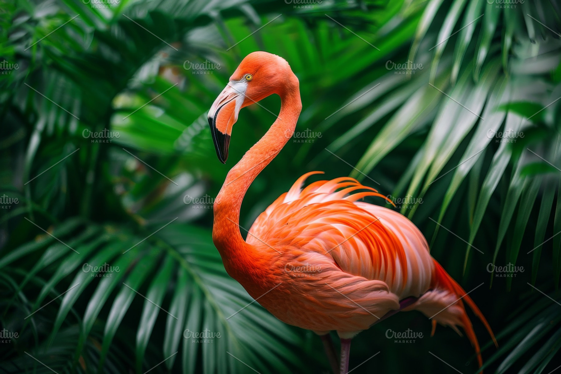 This striking flamingo elegantly dis, a Photo by Tanuart