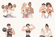 Fitness Girl Clipart Bundle, a Person Illustration by BusyDaydesign (Thumbnail 4 of 9)