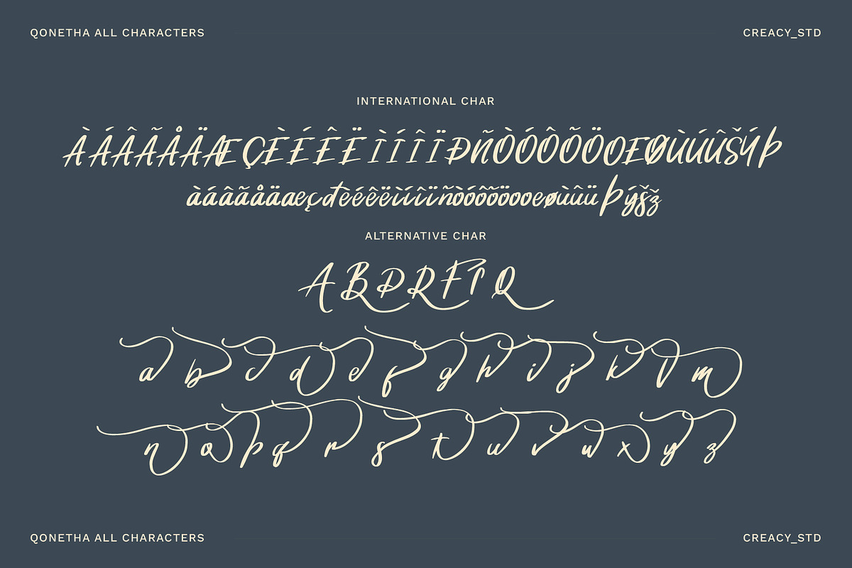 Qonetha - Brush Stylish Script, a Script Font by Creacy Studio (Photo 8 of 8)