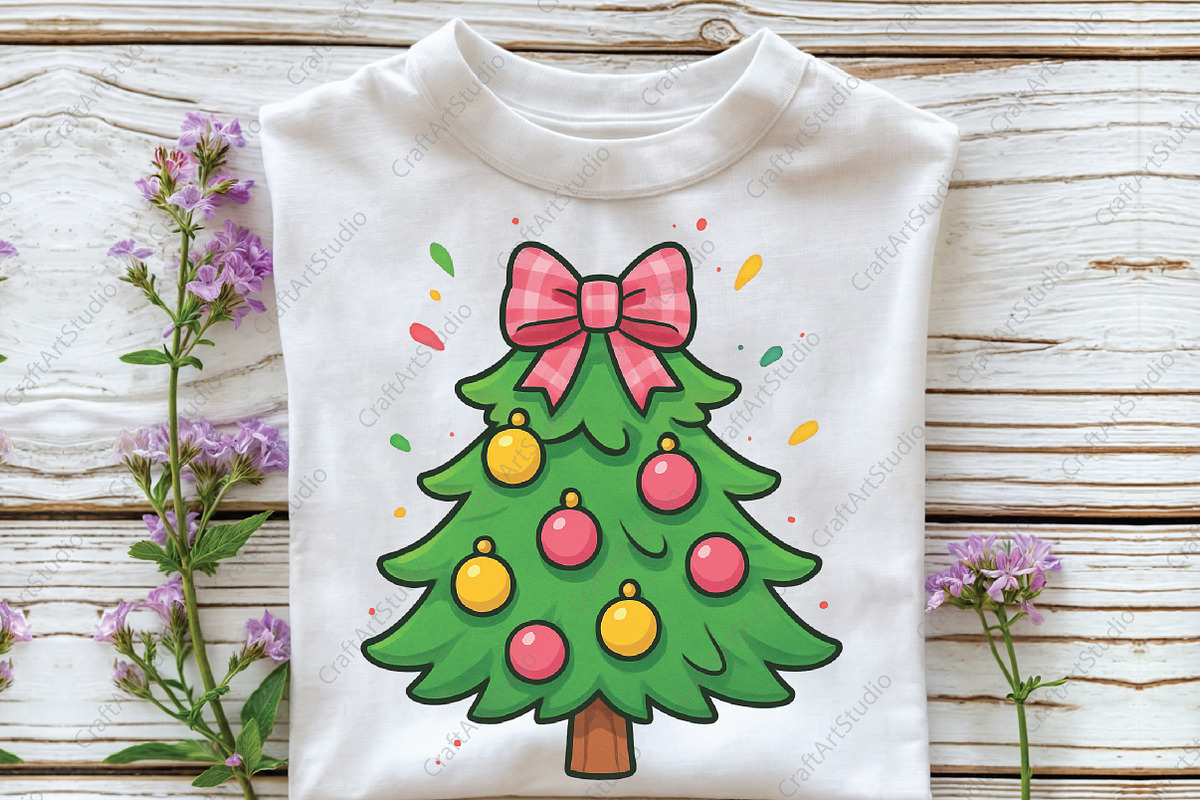 Christmas Tree Merry and Bright PNG, an Illustration by CraftArtStudio (Photo 2 of 4)