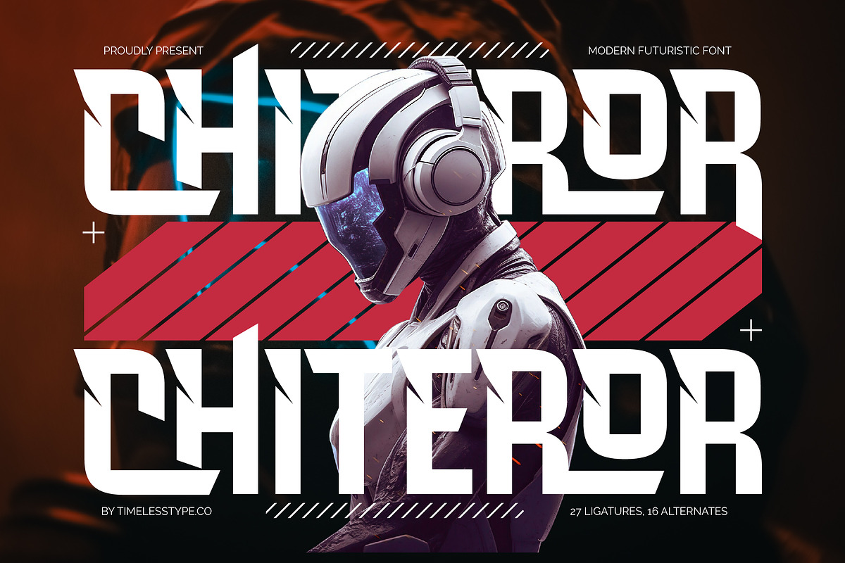 Chiteror Futuristic Display Font, a Sans Serif Font by timelesstype.co (Photo 1 of 20)