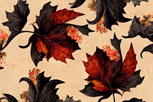 Baroque maple leaves swirl wallpaper, an Abstract Photo by hitdelight