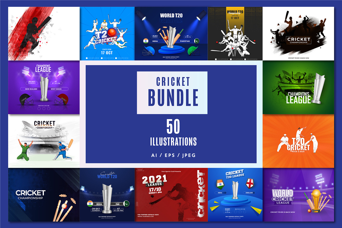 Cricket 2021 Bundle Vol-1, a Sport Illustration by Allies Interactive (Photo 1 of 4)