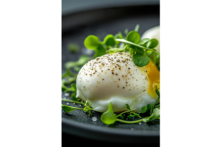 Perfectly poached egg on microgreens, a Food & Drink Photo by Lermont51