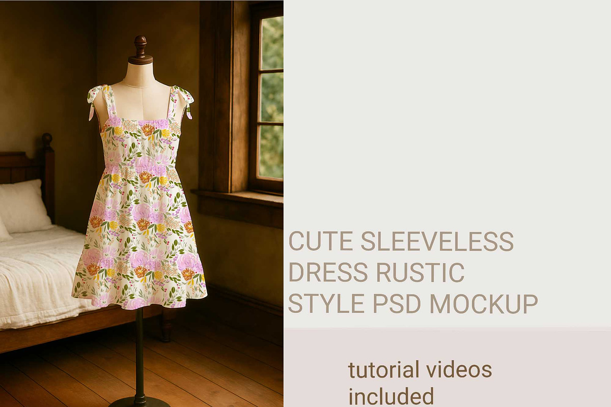 Cute RUSTIC sleeveless dress mockup, a Shirt Mockup by jenartstudio (Photo 2 of 2)
