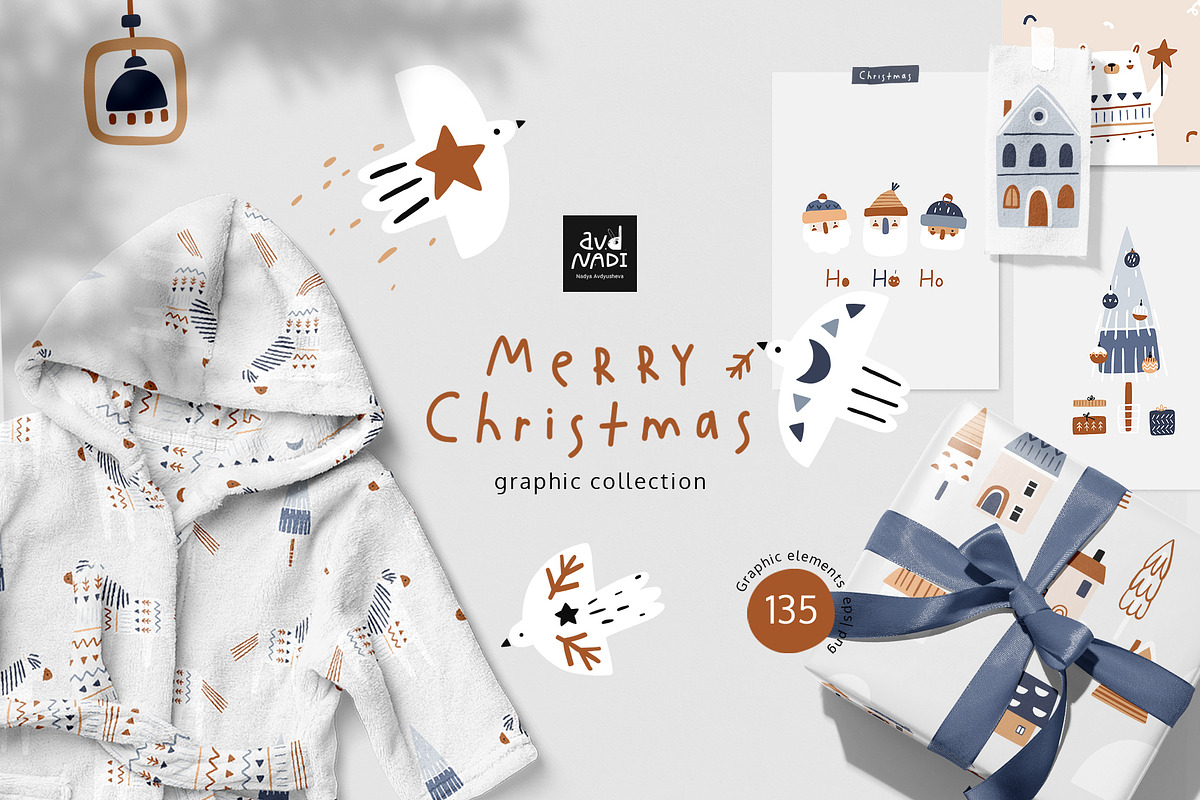 Boho Christmas - vector collection, a Seasonal Illustration by avdnadi (Photo 1 of 11)