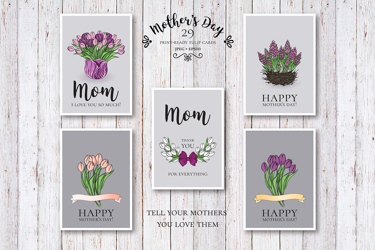 29 Mother's Day tulip cards, an Illustration by NKTN graphics (Photo 6 of 6)