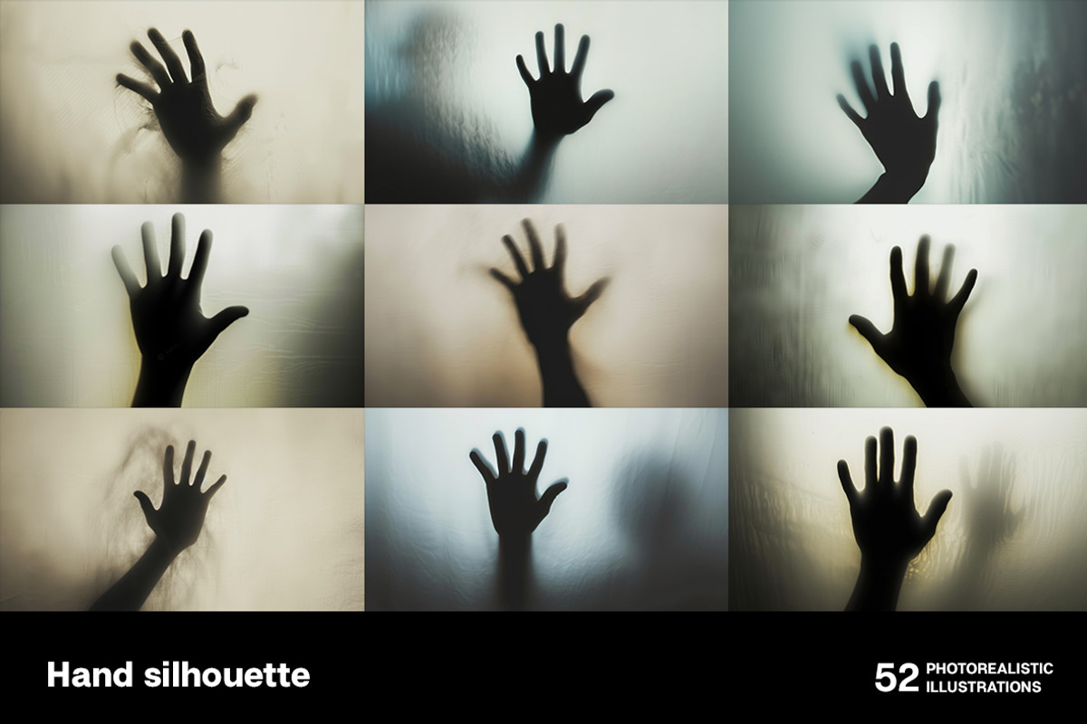 Hand silhouette. 52 images, a Background Graphic by Handmadefont (Photo 6 of 12)