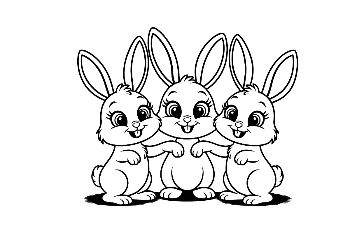 Cheerful Rabbit Line Art Drawing, a Graphic by Annudesign (Photo 3 of 9)