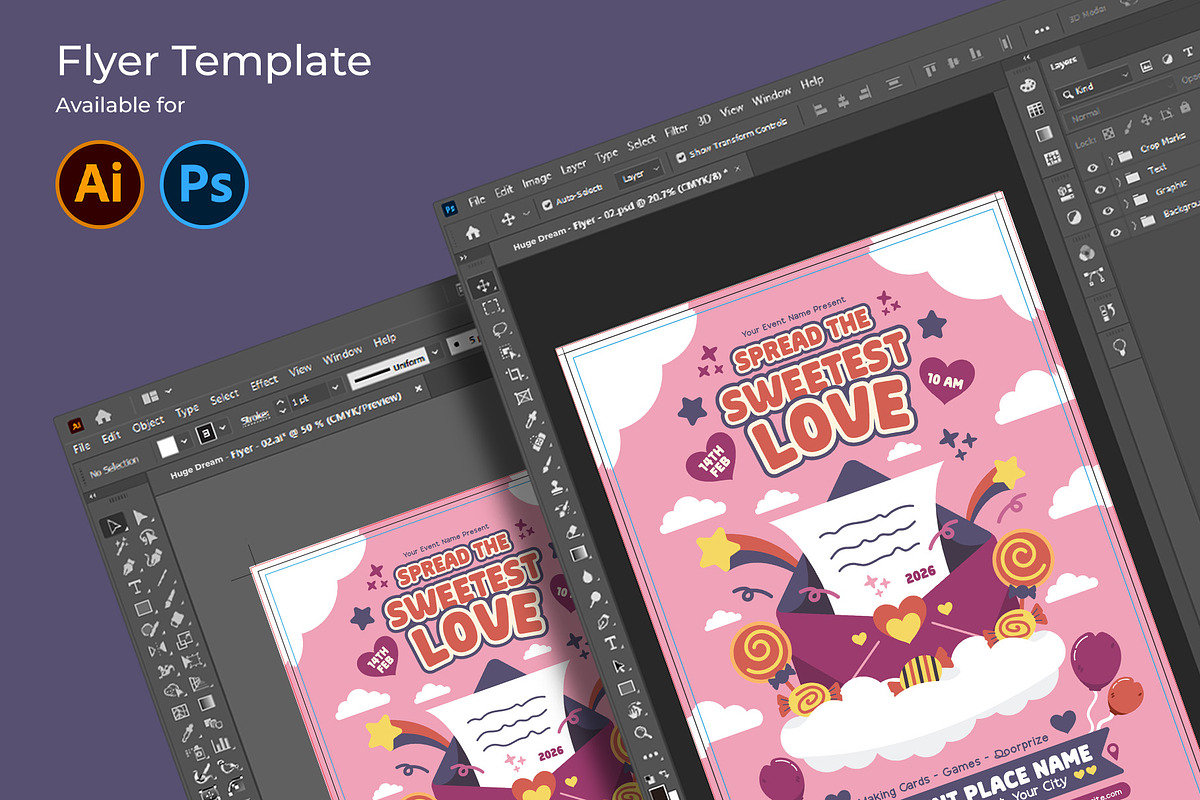 Playful Valentines's Day Flyer Templ, a Flyer Template by Huge Dream Studio (Photo 4 of 5)