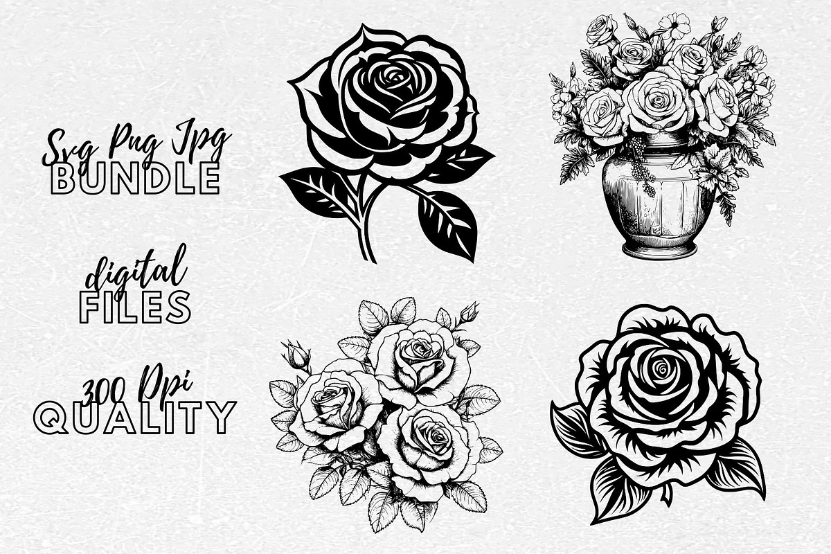 Rose Svg - Roses Flowers Clipart, an Illustration by YouniqueArtwork (Photo 1 of 5)