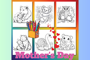 Happy Mother's Day Cute Animal color, a Seasonal Illustration by Sourcedigi